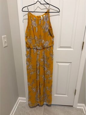 Yellow floral sleeveless jumpsuit - PL